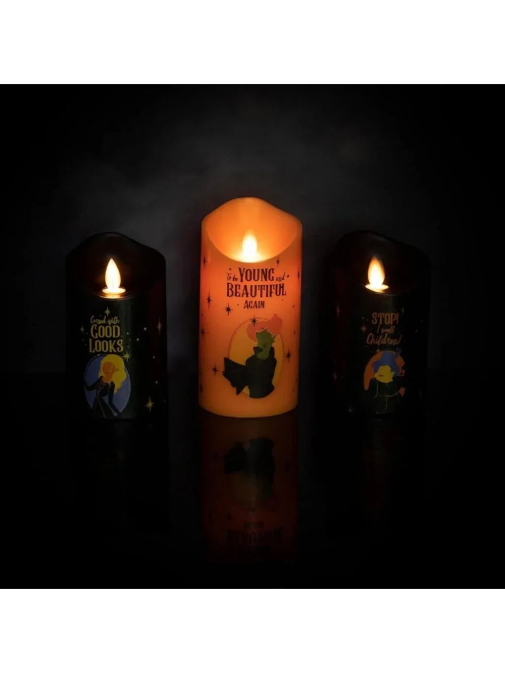 Hocus Pocus LED Flameless Candles Set of 3 | Flickering Light with Timer